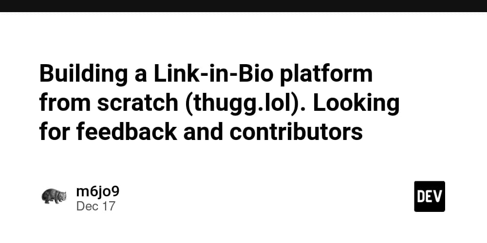Building a Link-in-Bio platform from scratch (thugg. lol). Looking for feedback and contributors