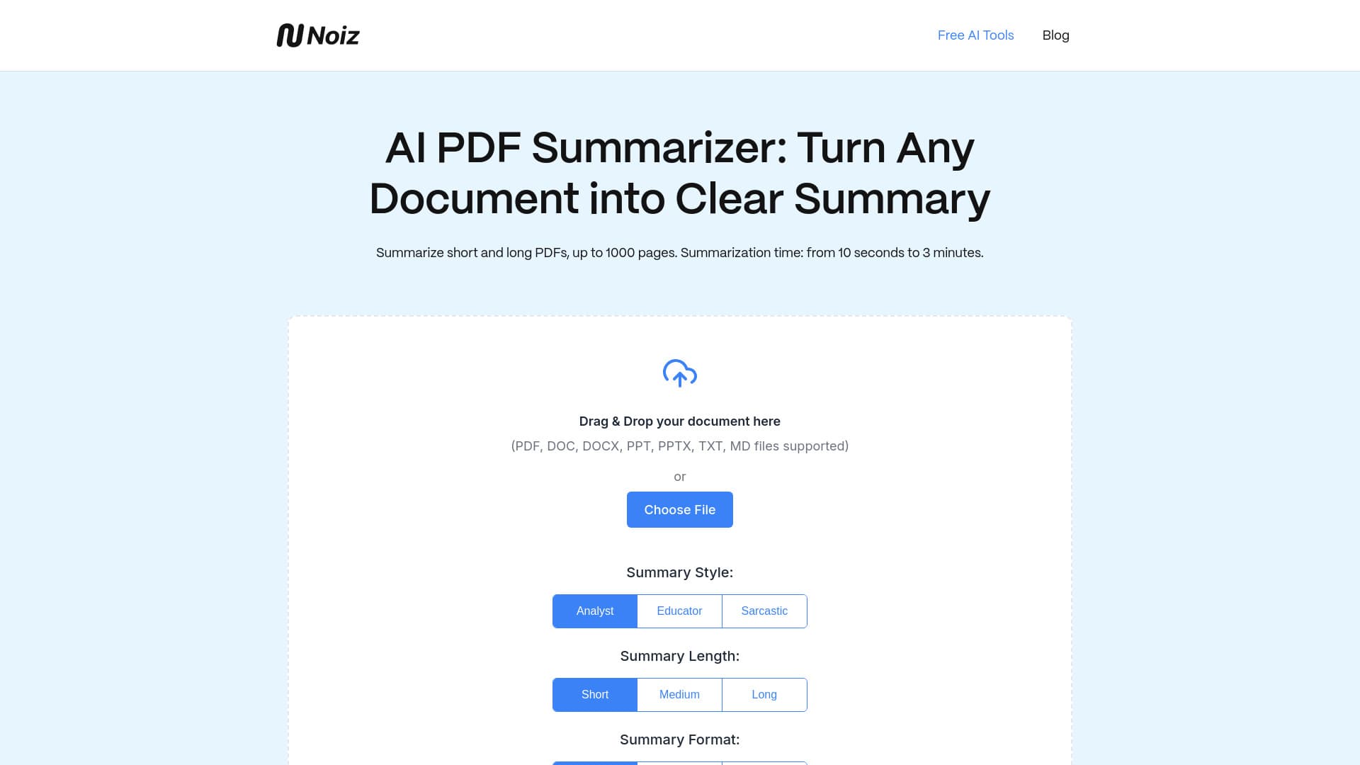 AI Pdf Summarizer | Noiz