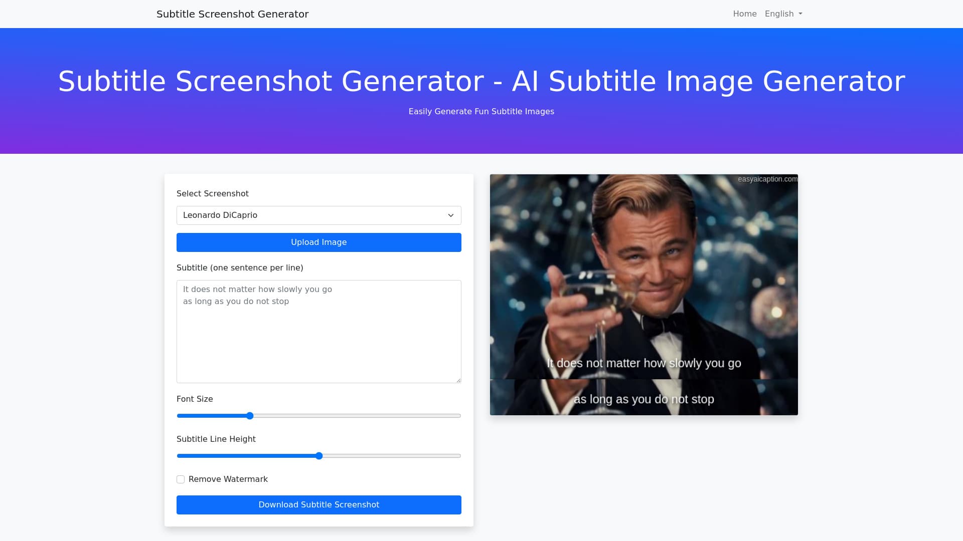 AI Subtitle Image Generator
