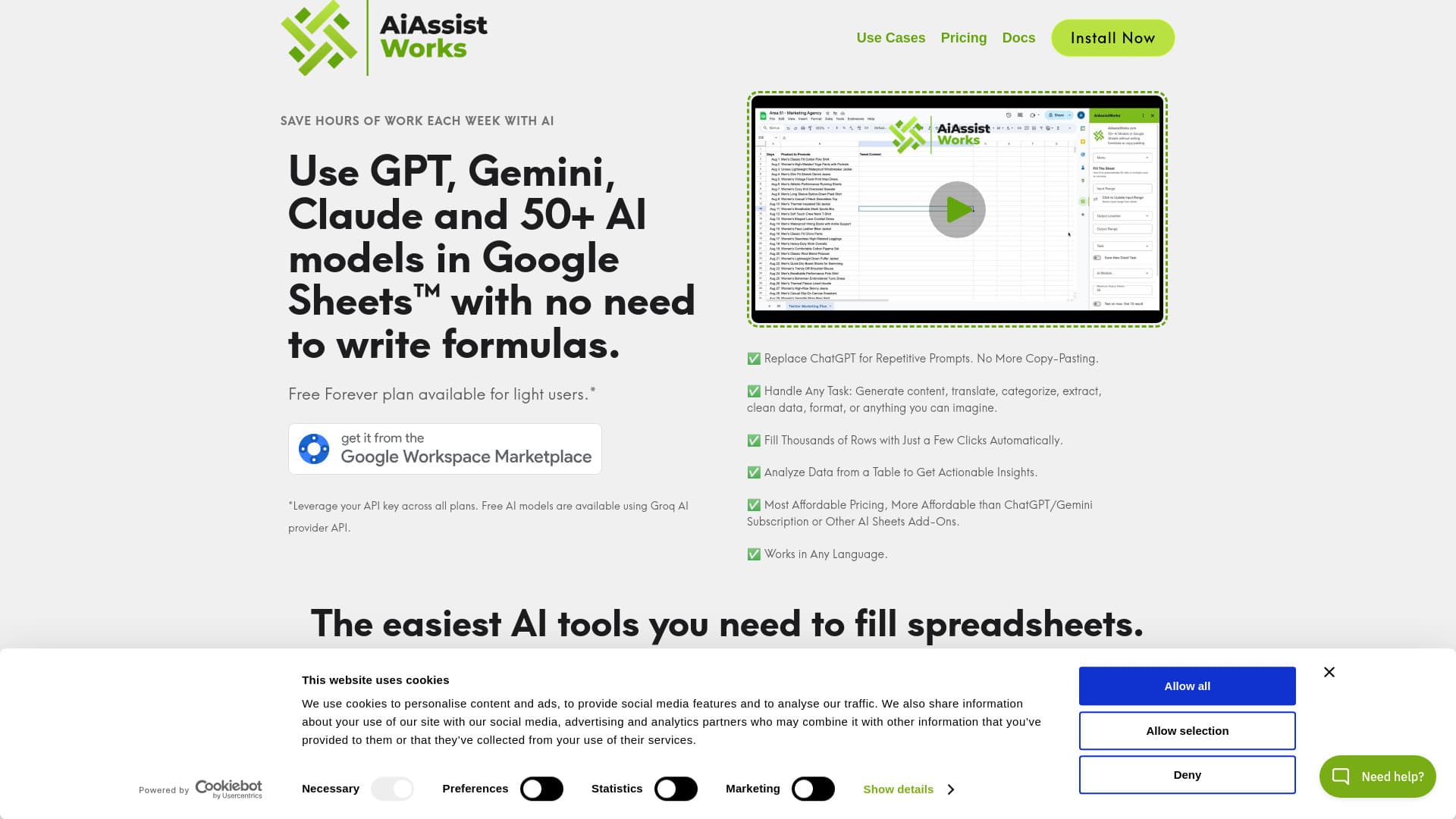 Aiassistworks - AI For Sheets