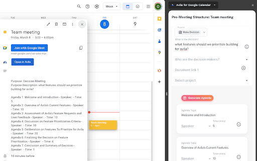 Avila For Google Calendar