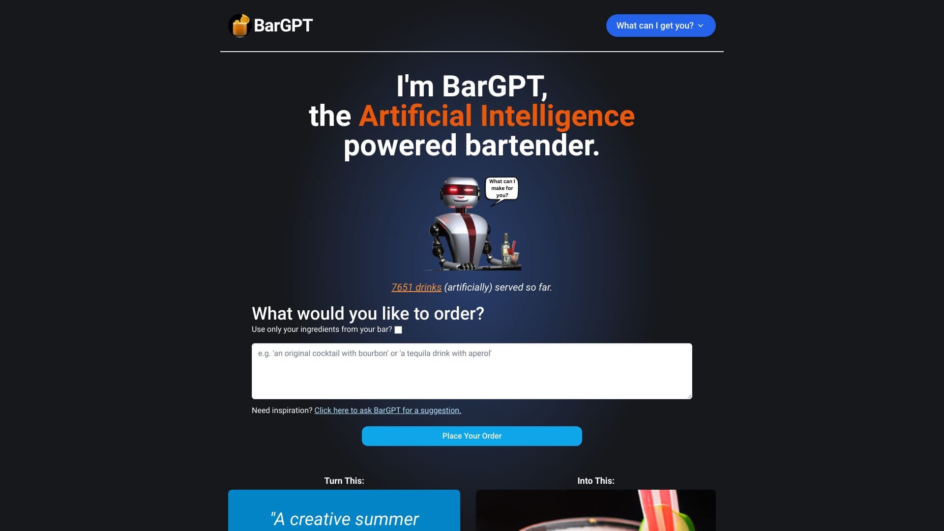 Bargpt Ai-powered Bartender