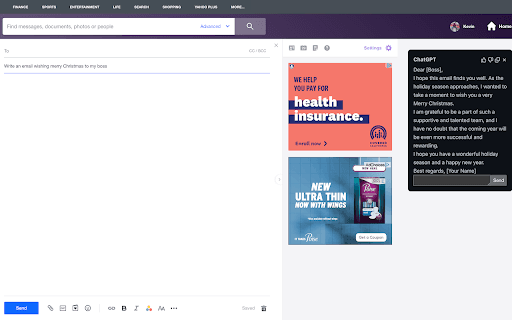 Extensión de Chrome ChatGPT para Yahoo Mail