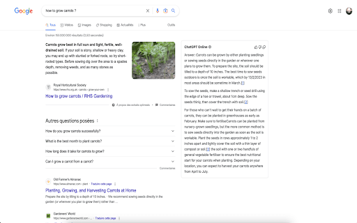 ChatGPT en ligne pour Google