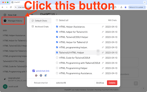 ChatGPT Batch Delete History Bulk