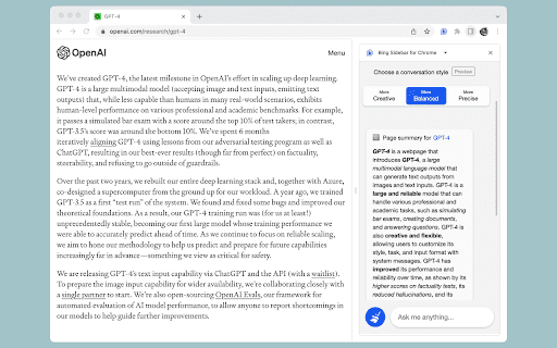 Microsoft Copilot in Chrome (via Extension)