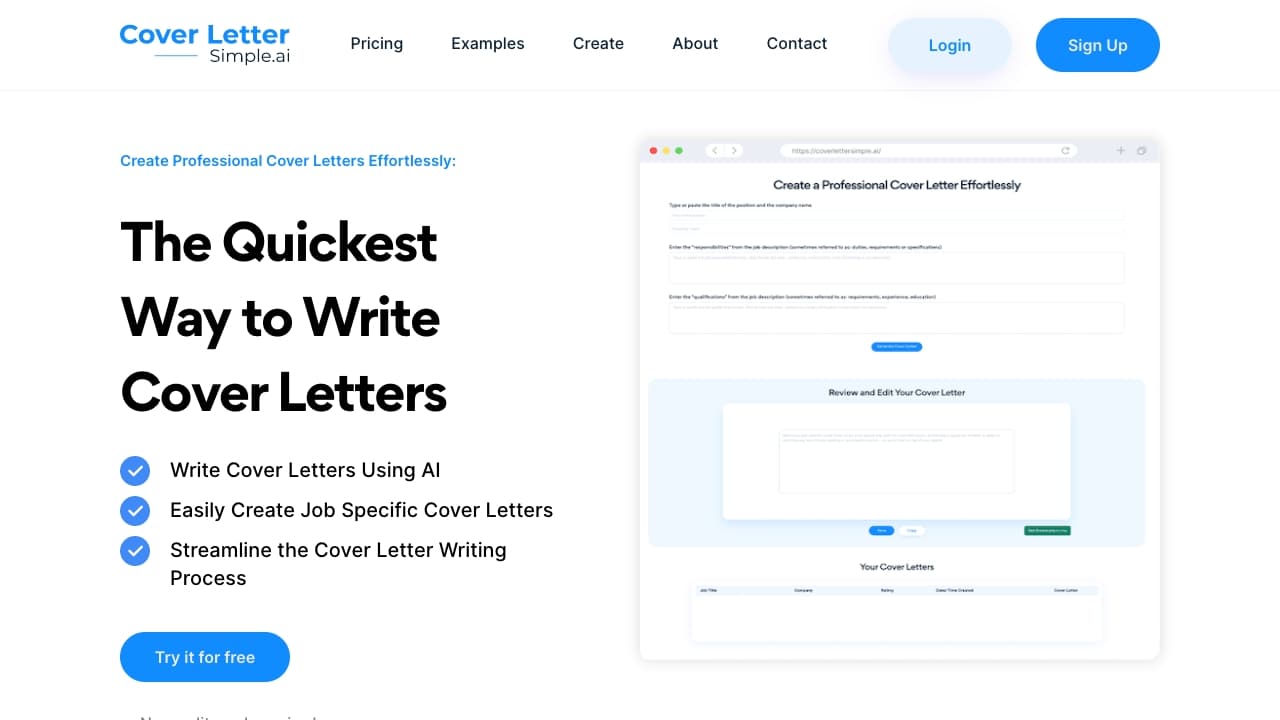 Coverlettersimple AI