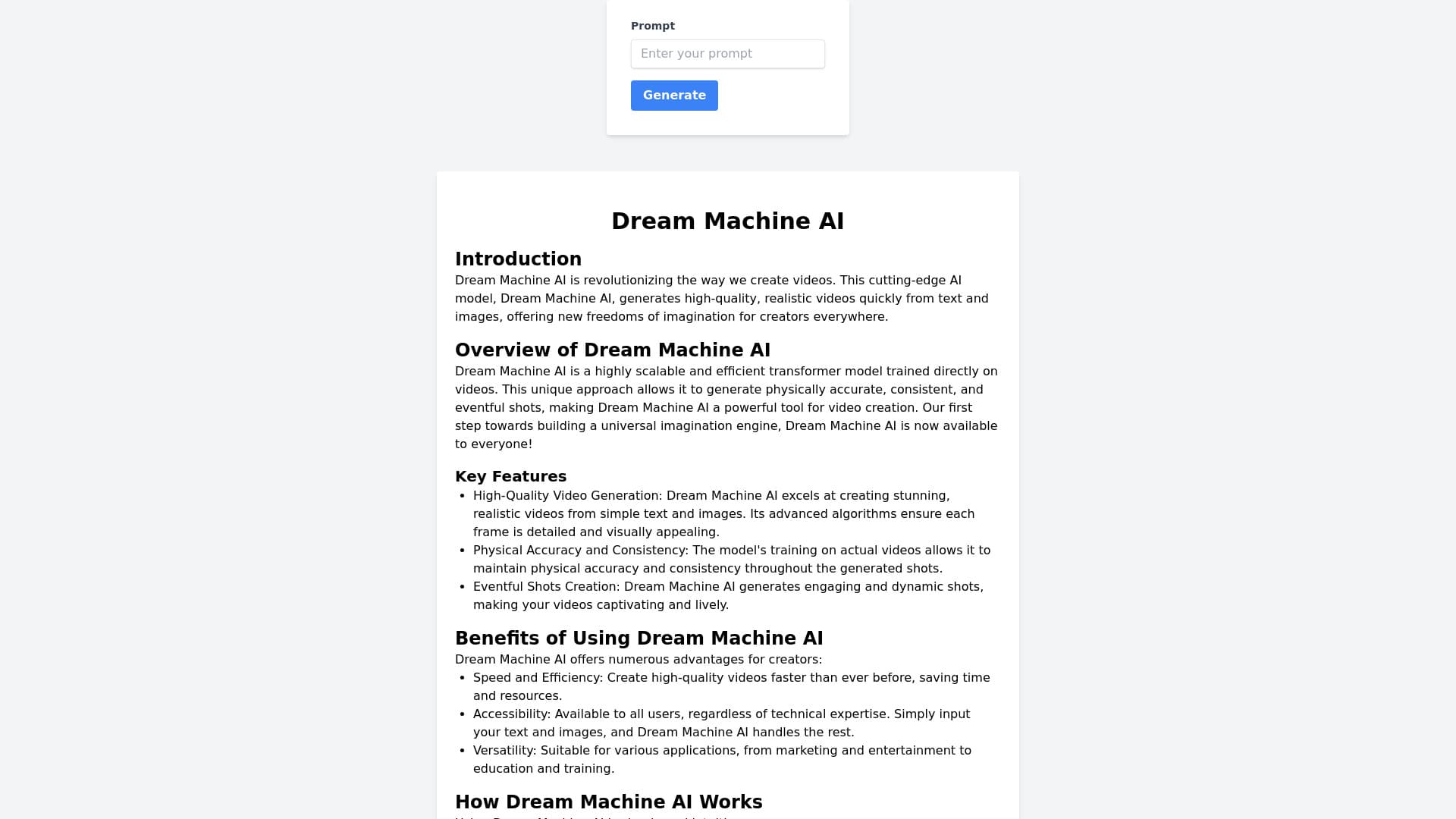 Dreammachine AI Video Generator