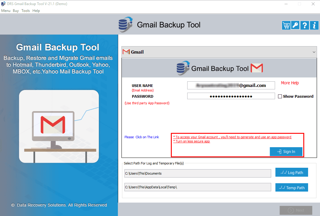DRS Gmail Backup Tool