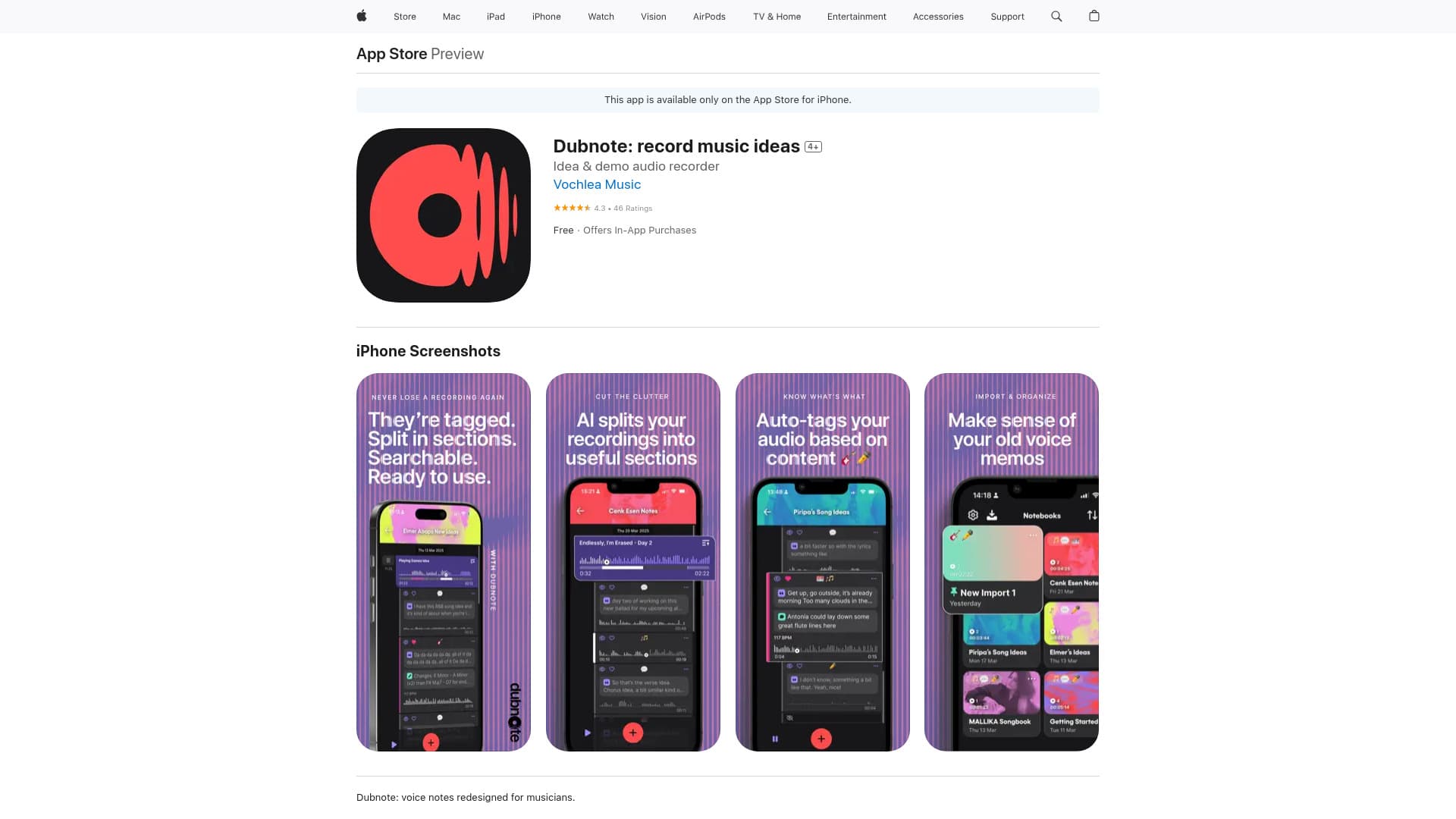 Dubnote: Capture & Organise Music Ideas