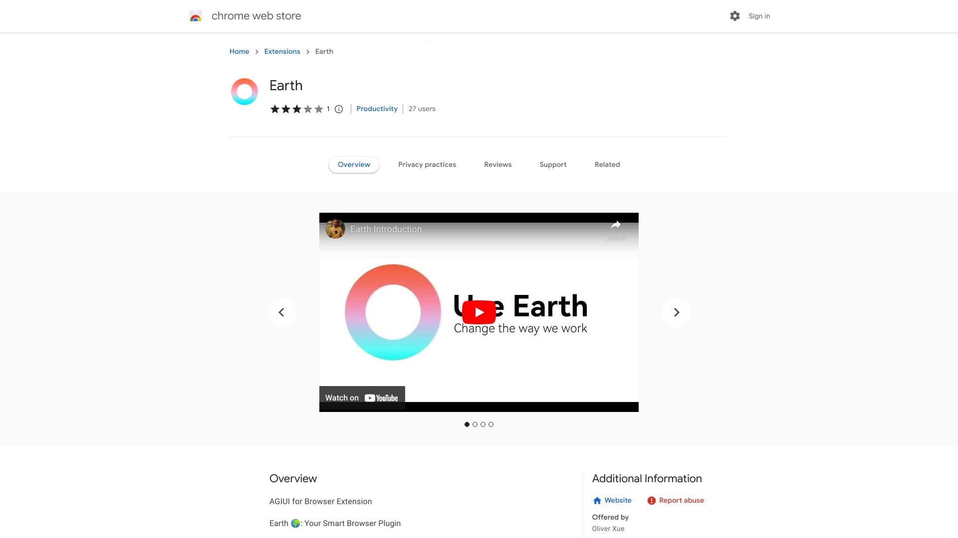 Earth -agiui For Browser Extension