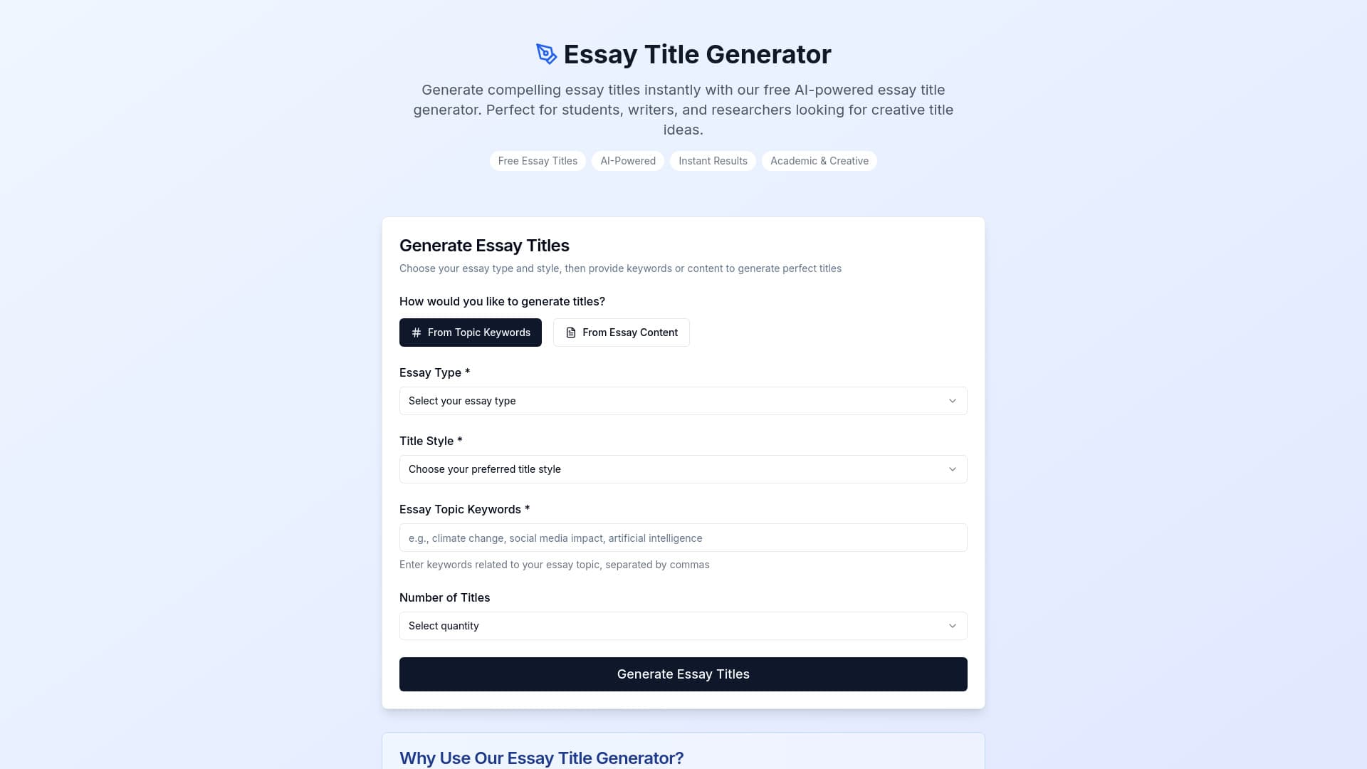 Essay Title Generator