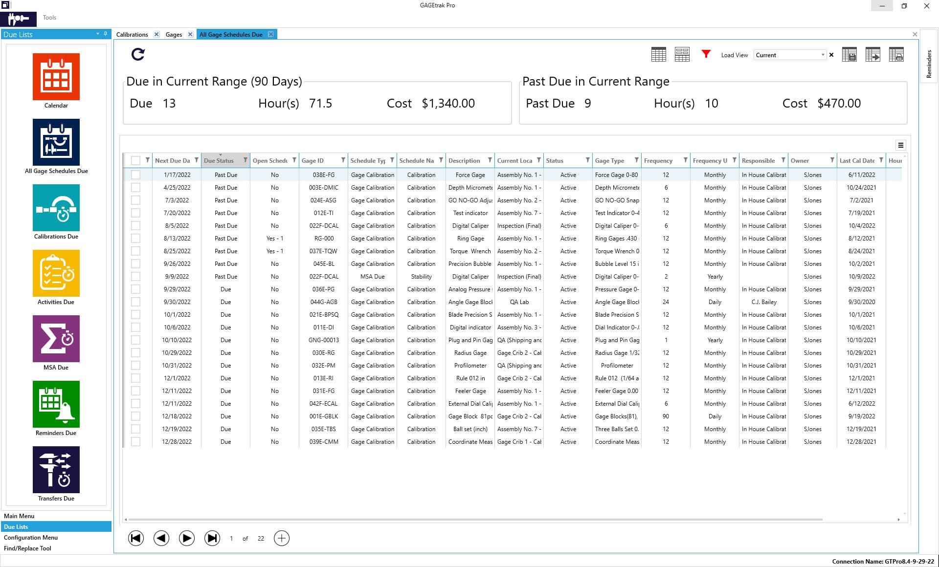GAGEtrak Calibration Management Software