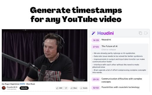 Generate timestamps and summaries for YouTube videos