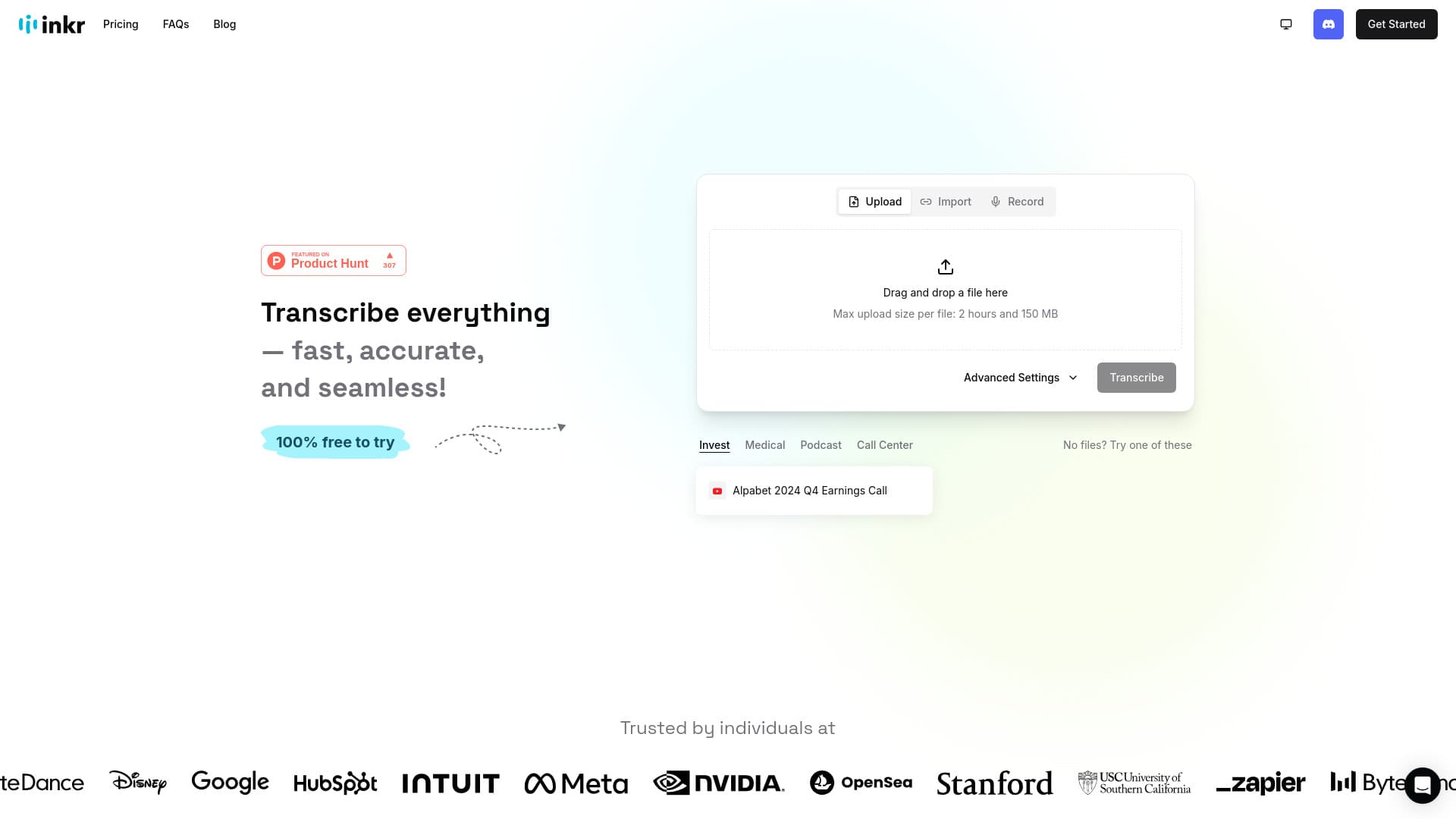 Inkr – Instant & Accurate Transcriptions