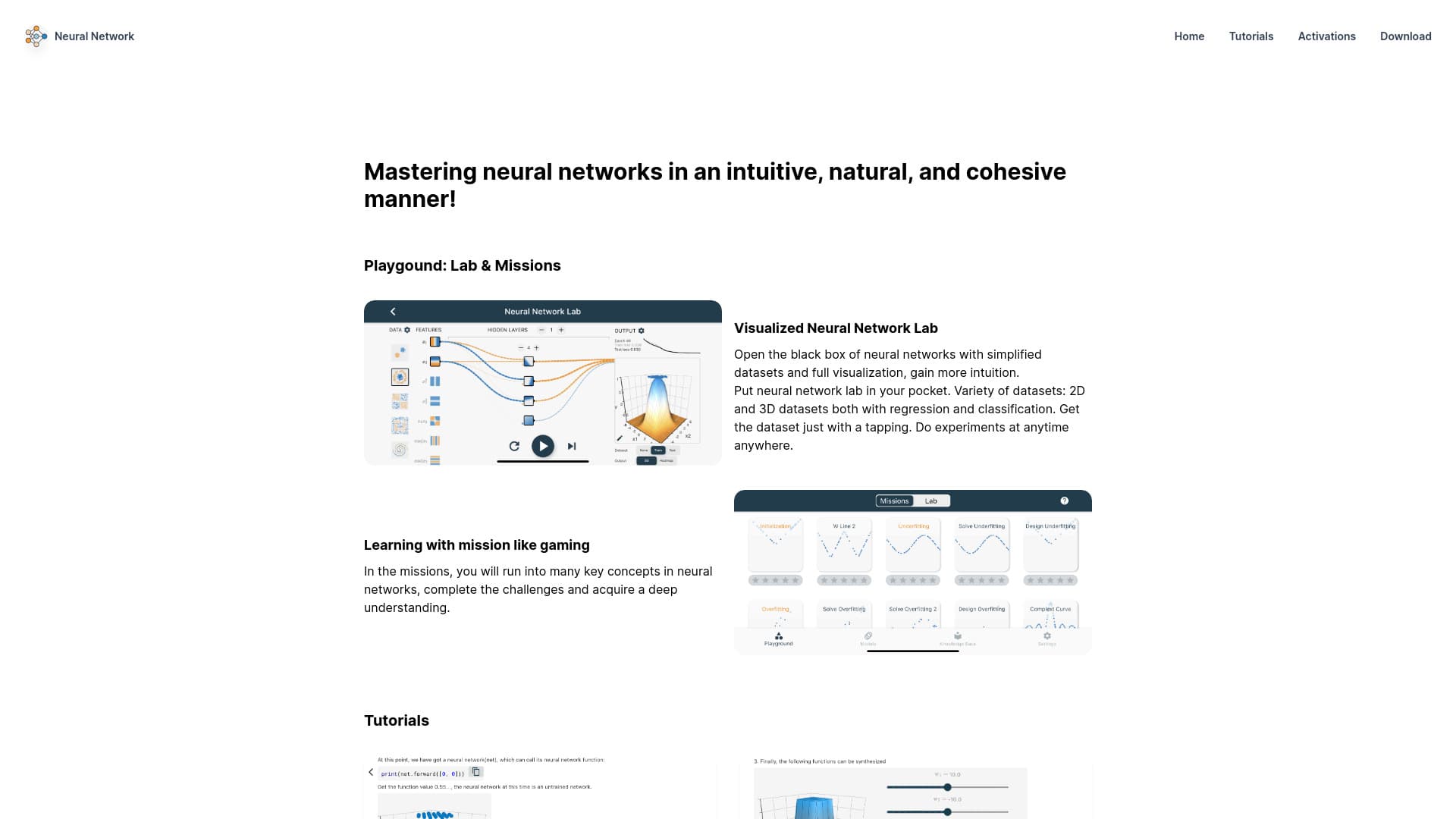 Interactive Tutorials on Neural Networks and Deep Learning