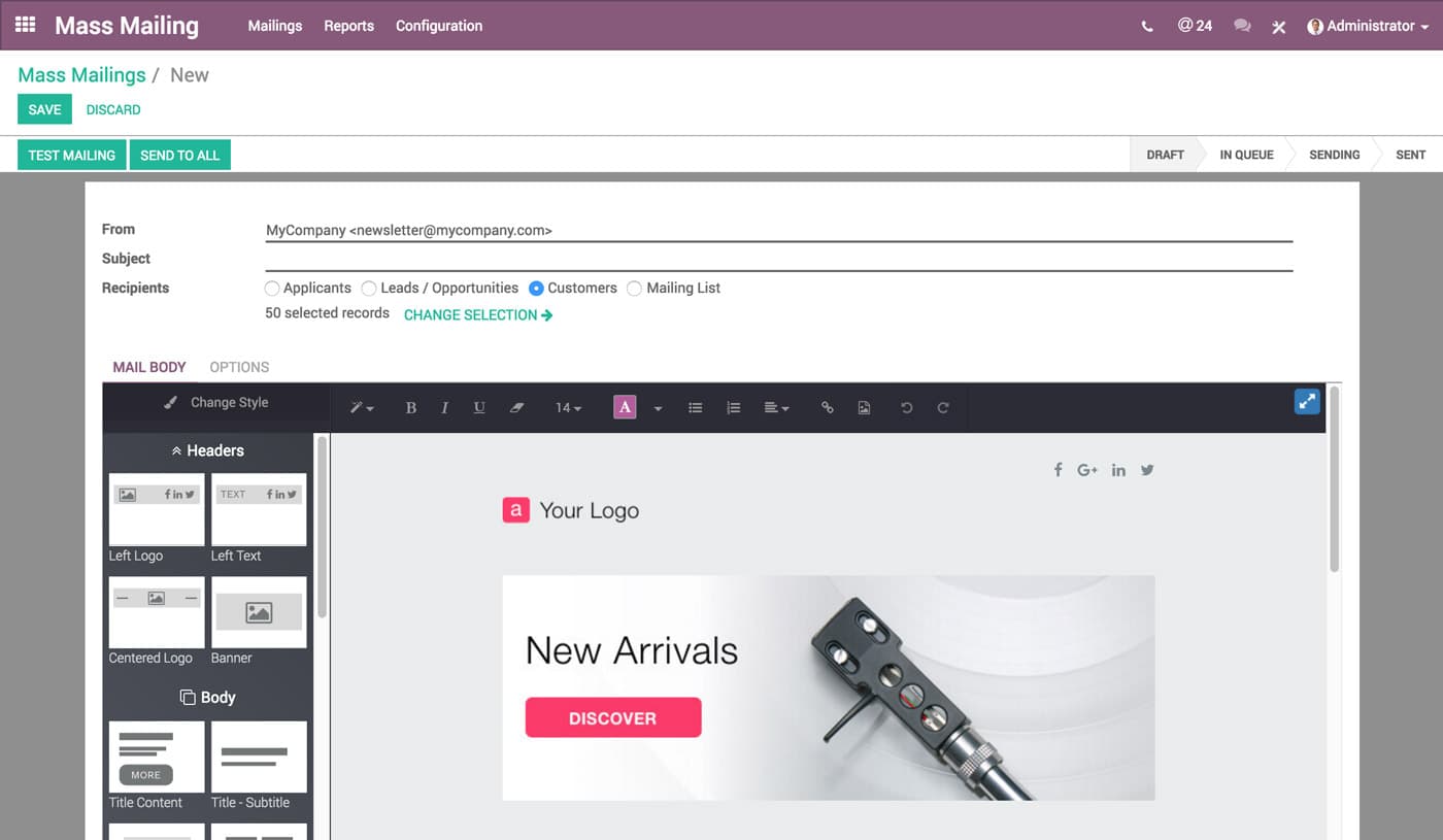 Odoo Mass Mailing