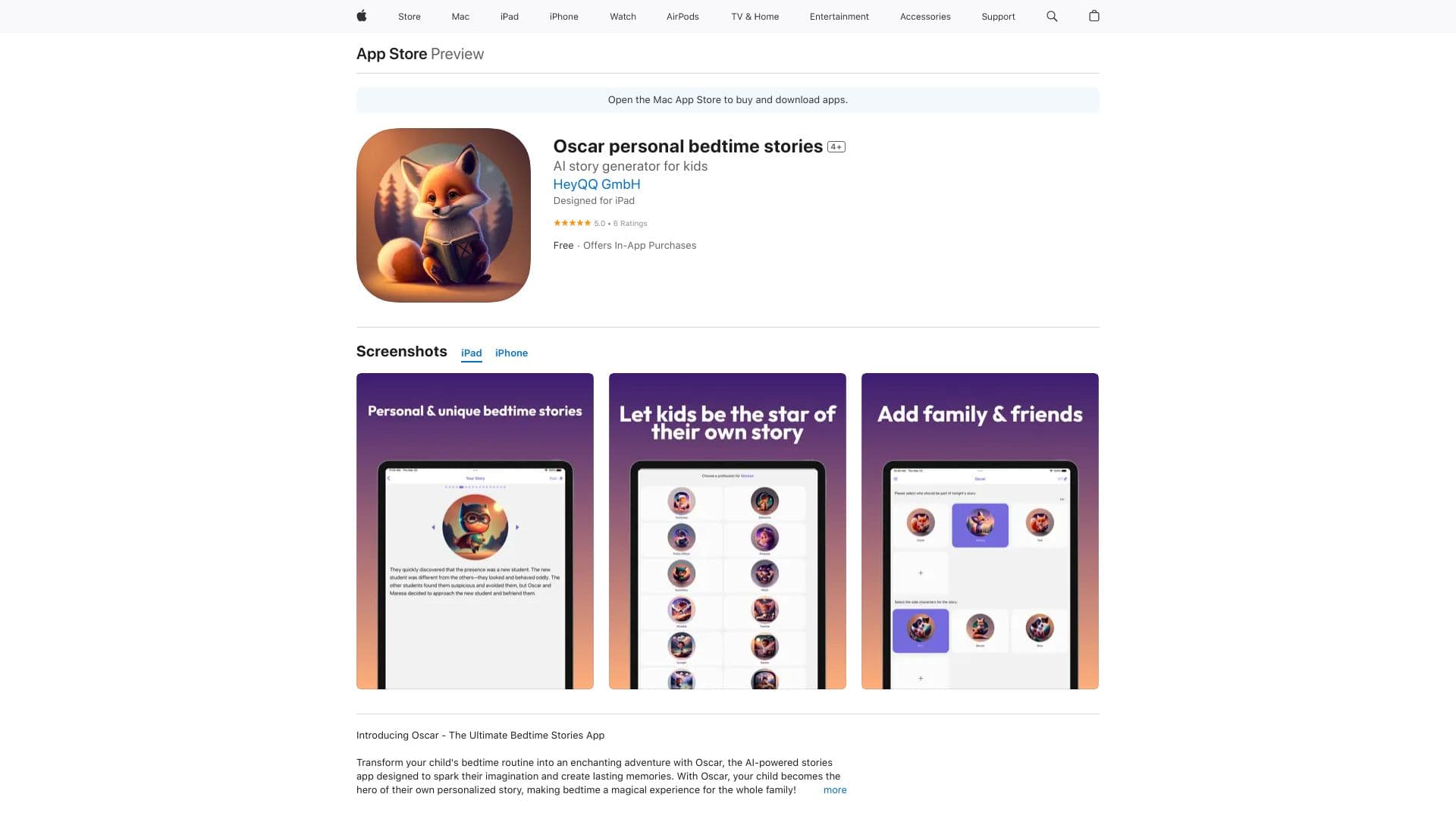 Oscar Personal Bedtime Stories