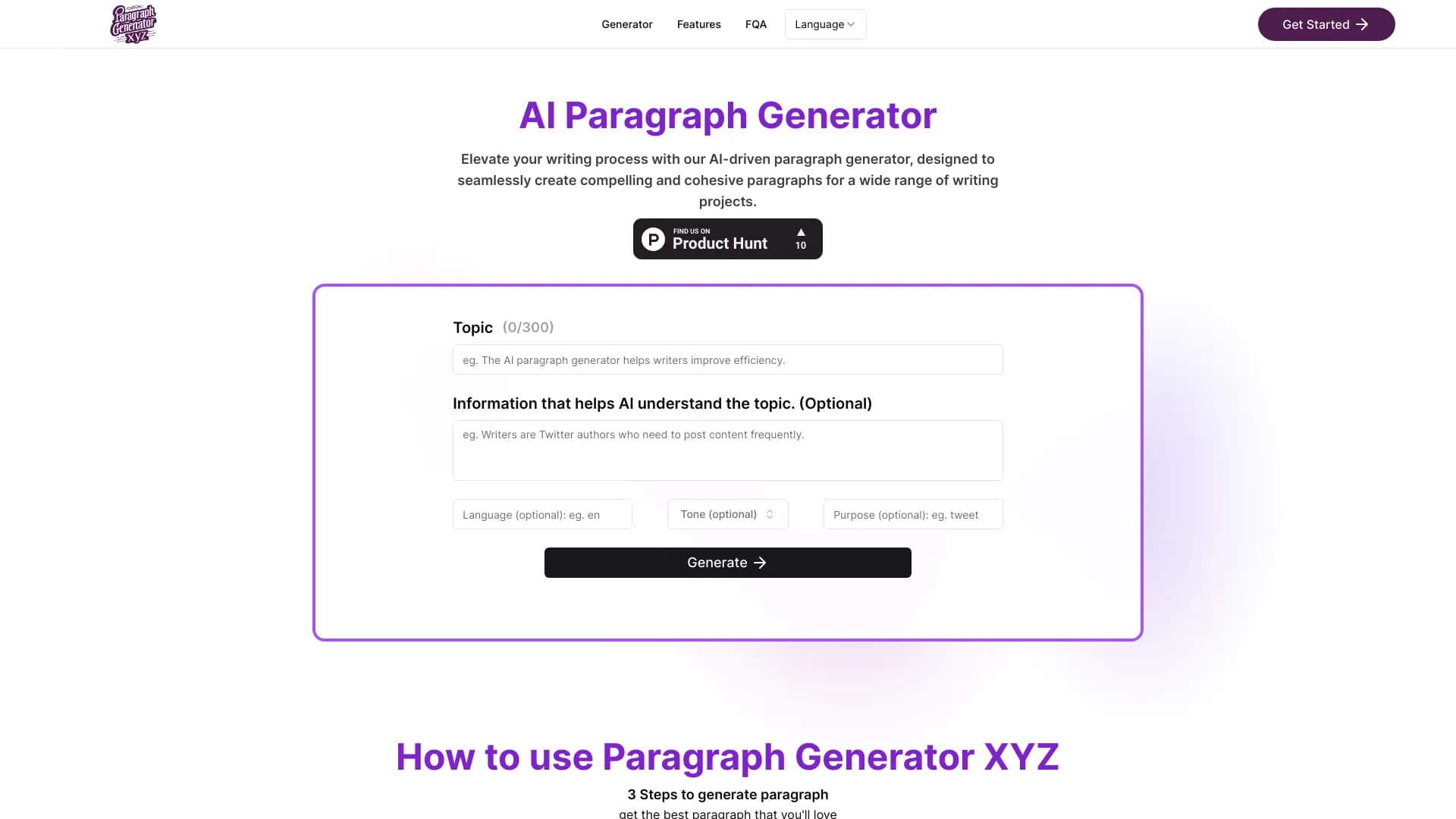 Paragraph Generator AI - Free | XYZ