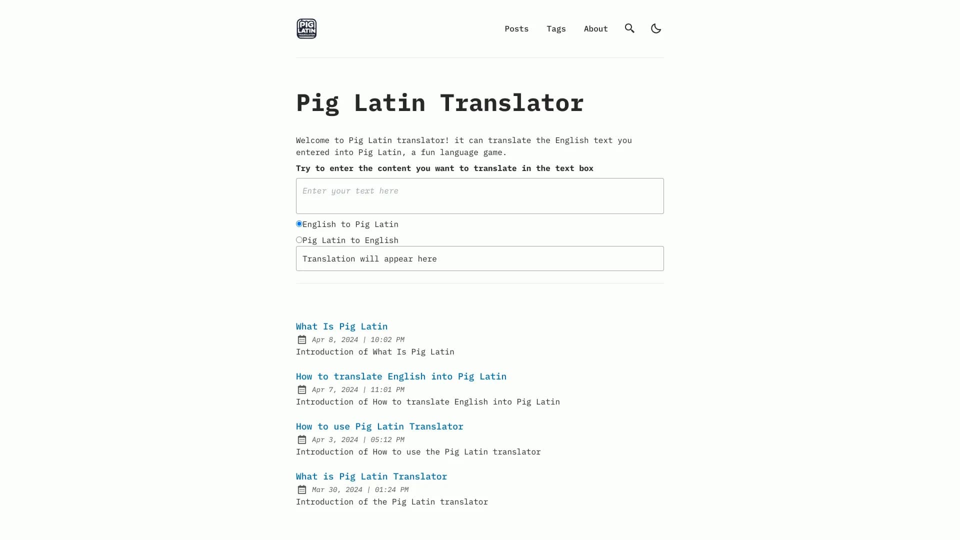 Pig Latin Translator