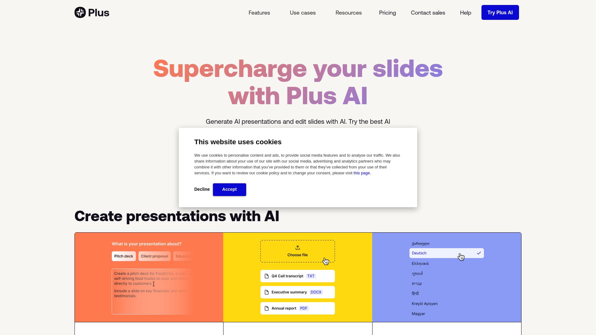 Plus AI Presentation Maker