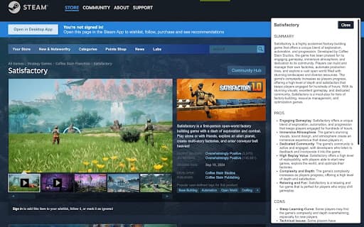 Steamレビュー要約Chrome拡張機能