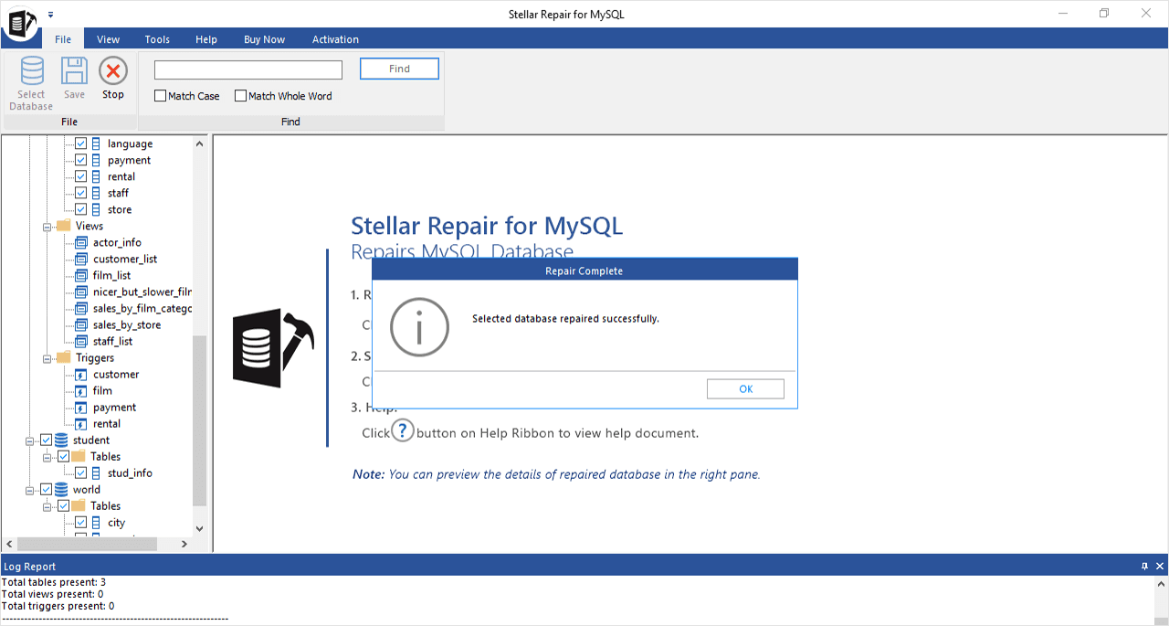 Stellar Repair for MYSQL