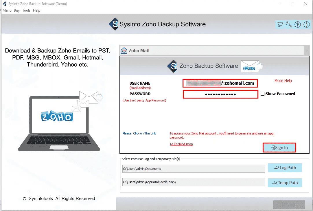 Sysinfo Zoho Backup Software