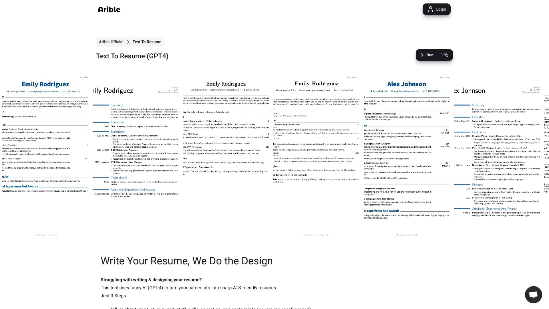 Arible Text To Resume