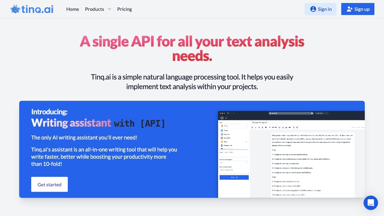 Tinq.ai - Nlp API