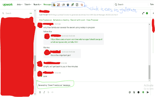 Saves time of conversing with freelancers with the help of Ai generated messages