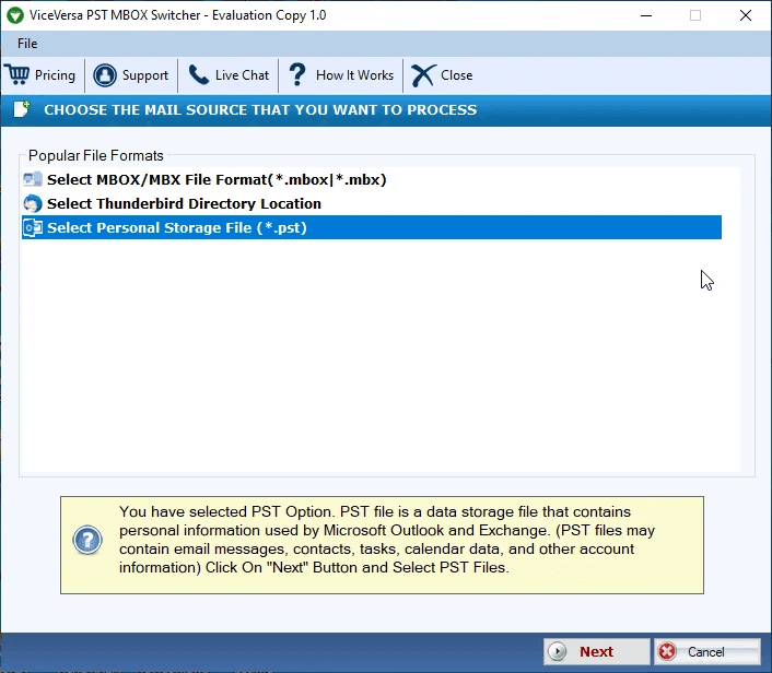 ViceVersa PST MBOX Switcher