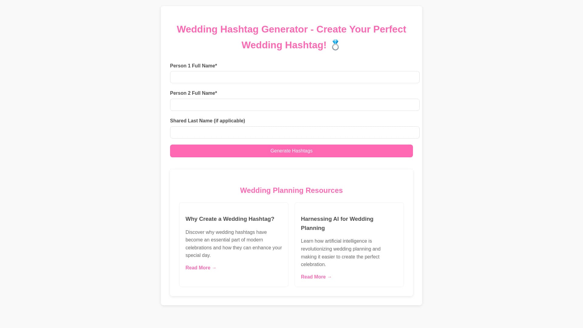 Free AI Wedding Hashtag Generator