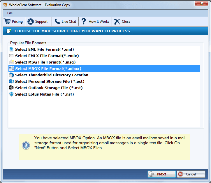 WholeClear MBOX to PST Converter