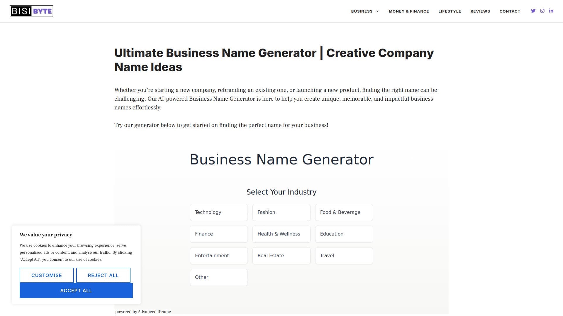 Bisibyte Business Name Generator