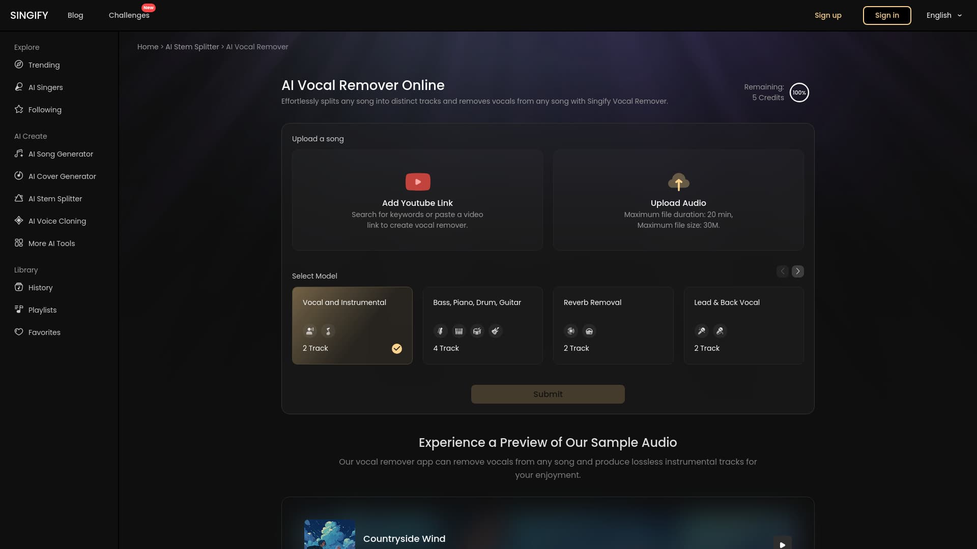 Singify Vocal Remover