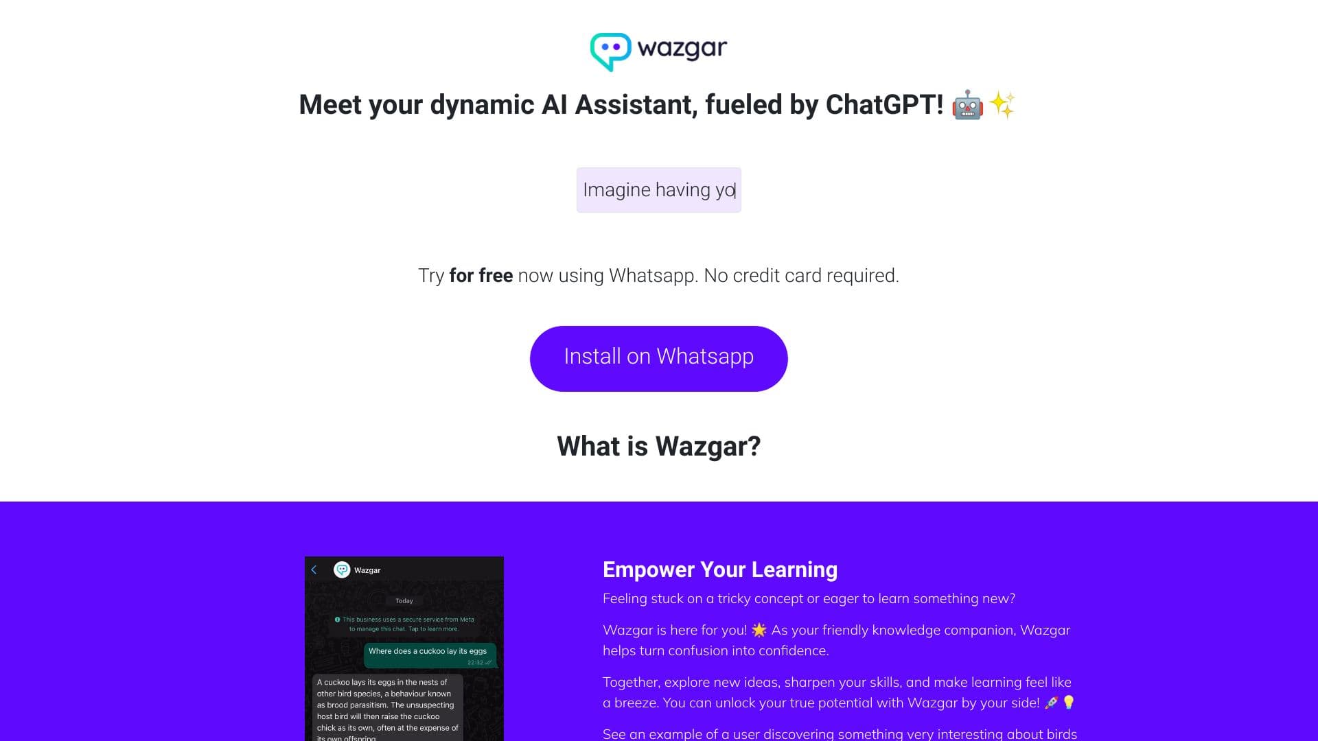 Wazgar - Chatgpt In Whatsapp